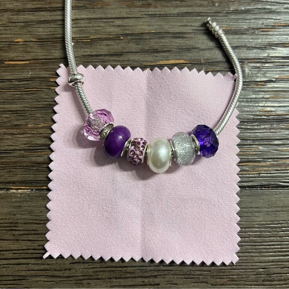 European Large Hole Beads All Purple Lot of 6 - Picture 1 of 9